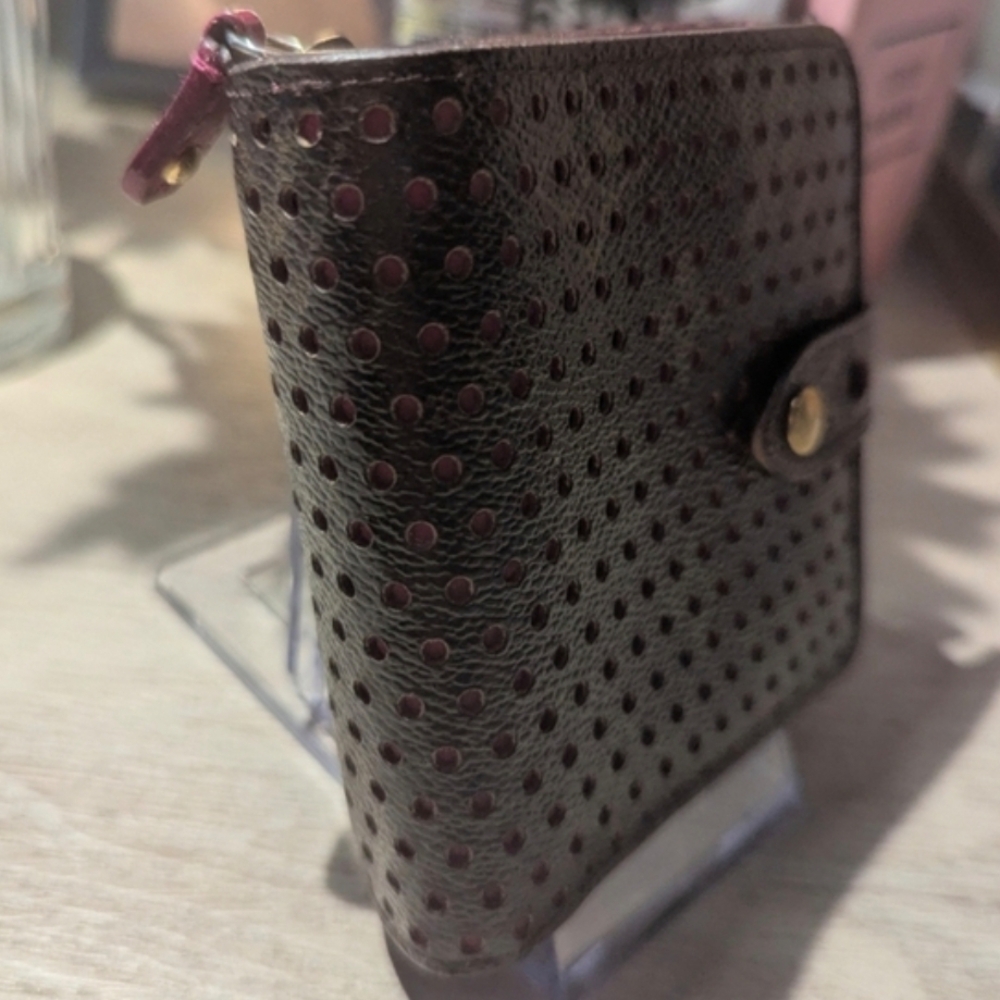 Louis Vuitton Perforated Metallic Brown Wallet with Magenta Interior - Picture 6 of 15